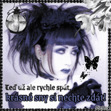 a black and white photo of a woman with a caption that says ted uz ale rychle spat krasne sny si nechte zdat