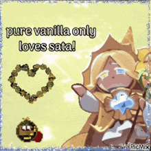 a picture of a girl with the words pure vanilla only loves sata on it