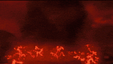 a volcano is erupting in the night sky