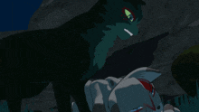 a cartoon of a black cat standing over a gray cat