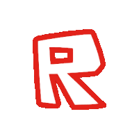a red and white icon on a white background with a square in the middle