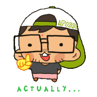 a cartoon of a man with glasses and a hat that says apossl