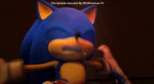 a cartoon of sonic the hedgehog with the words this episode upscaled by wcopremium.tv above him