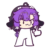 a drawing of a girl with purple hair covering her face