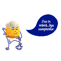 a blue speech bubble with the words joc in mama liga campionilor on it