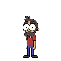 a cartoon of a man with a beard and glasses is dancing