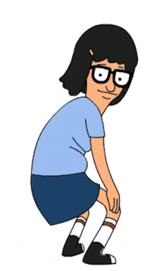 a cartoon character from bob 's burger is squatting down