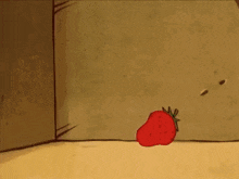 a cartoon mouse is standing in a corner of a room