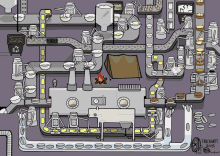 a cartoon drawing of a factory with the year 2015 on the bottom