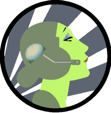 a cartoon of a woman wearing a headset with the letter n on her face