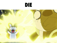 a picture of a cartoon character with the word die underneath it