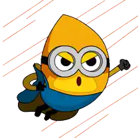 a cartoon drawing of a minion with a surprised look on its face