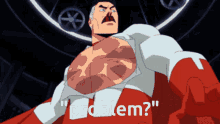 a cartoon of a man with a mustache and the words " problem " below him