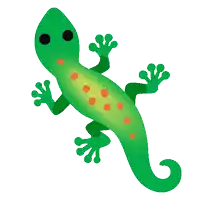 a green lizard with orange spots on its skin