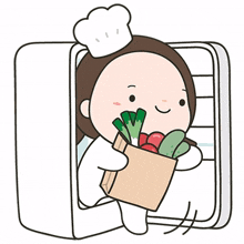 little chef baby girl veggies fridge