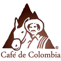 a logo for cafe de colombia with a man riding a donkey