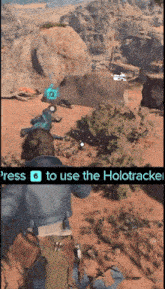 a screenshot of a video game that says press 6 to use the holotracker on the bottom