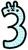 a blue number three with a black outline