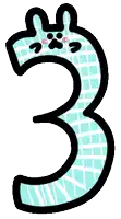 a blue number three with a black outline