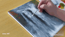 a person is painting a picture with a brush and the words made in animatica are on the bottom