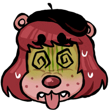 a cartoon drawing of a girl with a beret on her head