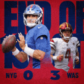 an advertisement for the ny giants and washington redskins football players