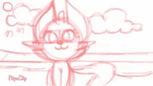 a drawing of a cat wearing sunglasses on a white background .