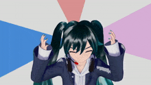 a 3d anime character with headphones and a microphone