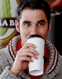 Glee Blaine Anderson GIF - Glee Blaine Anderson Coffee GIFs