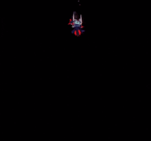 a cartoon character with red wings and a white circle around it