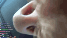 a close up of a person 's nose with a bunch of messages behind it