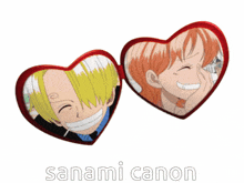a picture of sanji and nami in a heart shaped frame with sanami canon written on the bottom