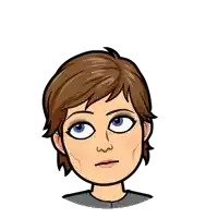 a cartoon character with brown hair and blue eyes