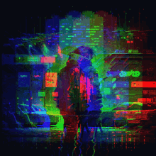 a blurry image of a person holding an umbrella in the rain
