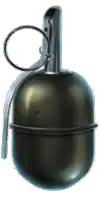 a close up of a grenade with a metal handle on a white background