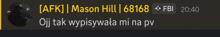 a screenshot of a message from mason hill shows the time as 20:40