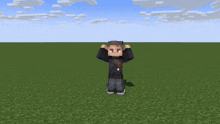 a minecraft character is standing in a field
