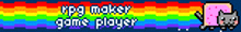 a rainbow colored background with the words " rpg maker game player "
