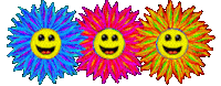 three colorful suns with smiley faces are lined up in a row