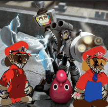 a group of cartoon characters including mario and luigi
