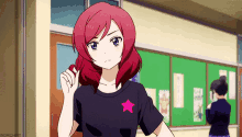 girl redhead anime twirl hair emi yusa