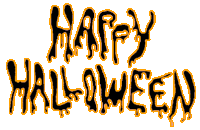 the words happy halloween are written in orange and black