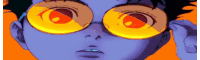 a close up of a person 's face wearing glasses