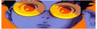 a close up of a person 's face wearing glasses
