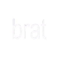 a white background with the word brat in green