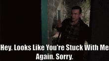 911 Show Evan Buckley GIF - 911 Show Evan Buckley Hey Looks Like Youre Stuck With Me Again Sorry GIFs