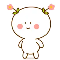 a cartoon character with pink flowers on its cheeks and a heart in the background