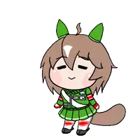 a cartoon drawing of a girl wearing a green uniform with the letter a on it