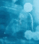 a dolphin is swimming in the ocean with a blue background .