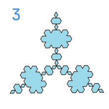 a drawing of snowflakes with the number 3 behind them